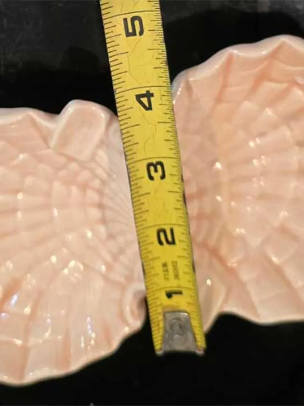 Vintage MCM Ceramic Divided Dish Pink Scalloped Seashell 4